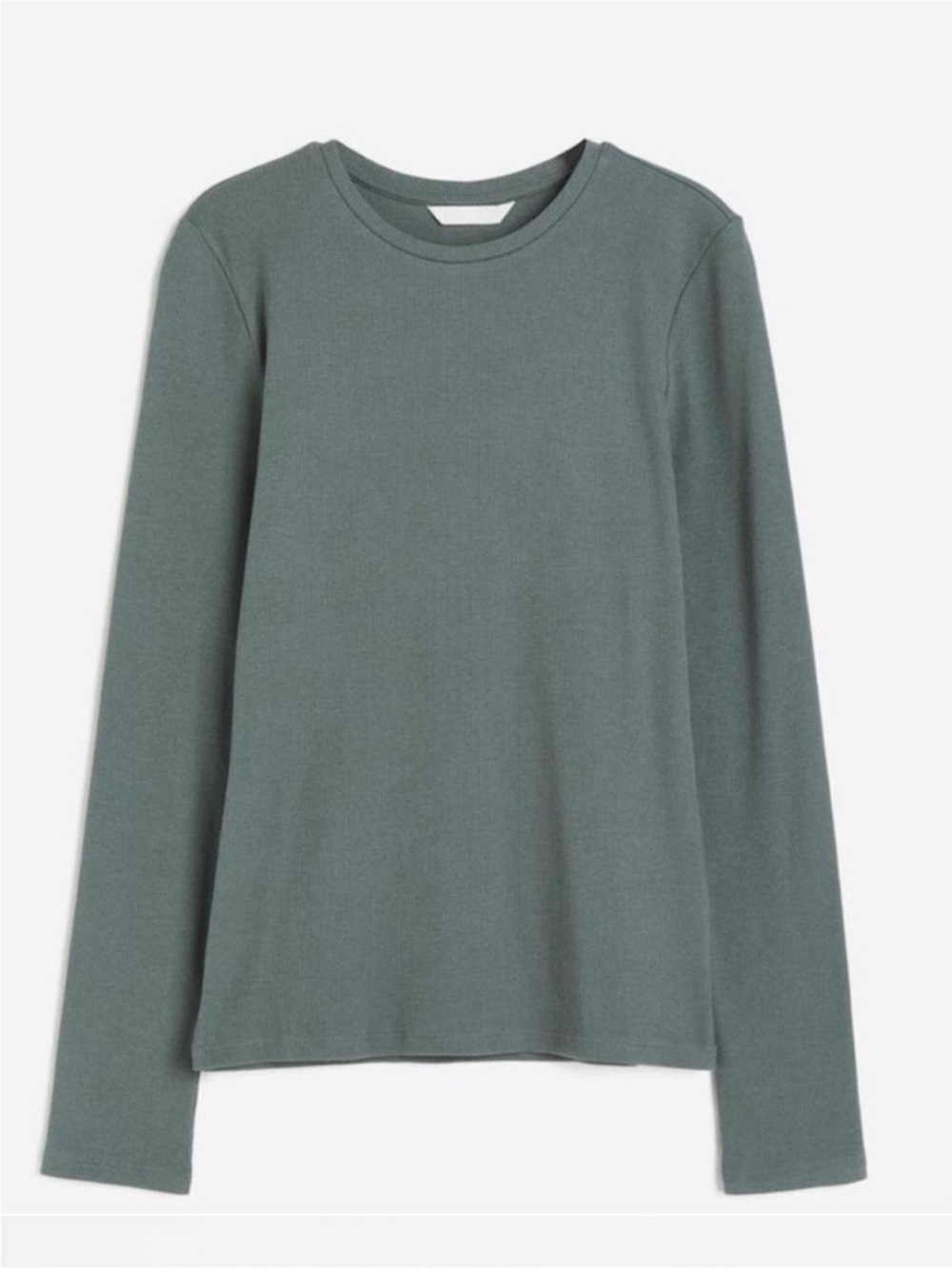 H&M dusty green long sleeve ribbed top
Size small